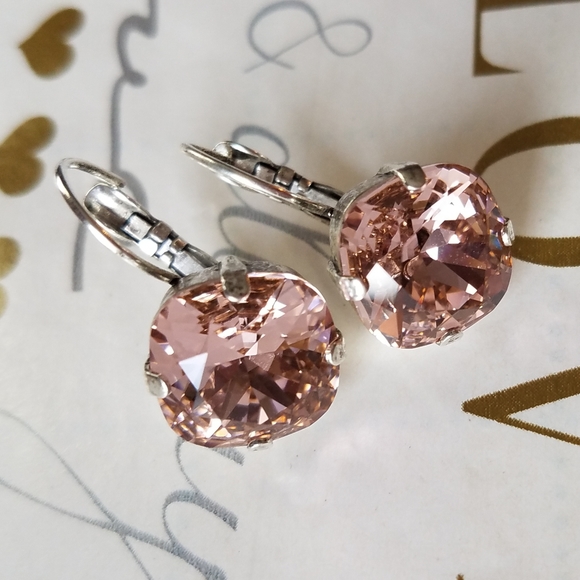 Austrian Crystal Earrings in Antique Silver - Picture 7 of 7